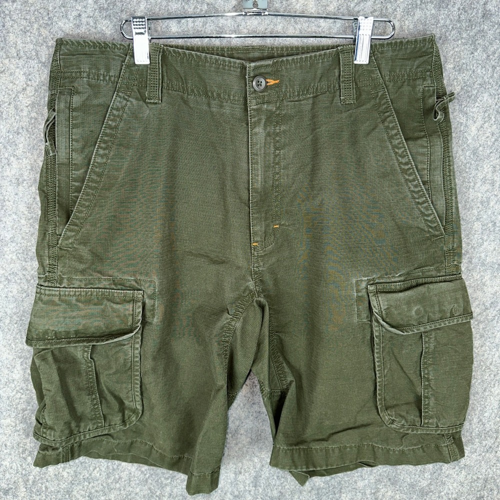 L.L. Bean Cargo Shorts Men 33 Olive Green 262571 Natural Hiking Allagash Canvas